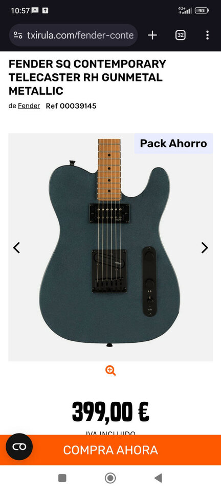 Fender sq contemporary telecaster rh gunmetal metallic