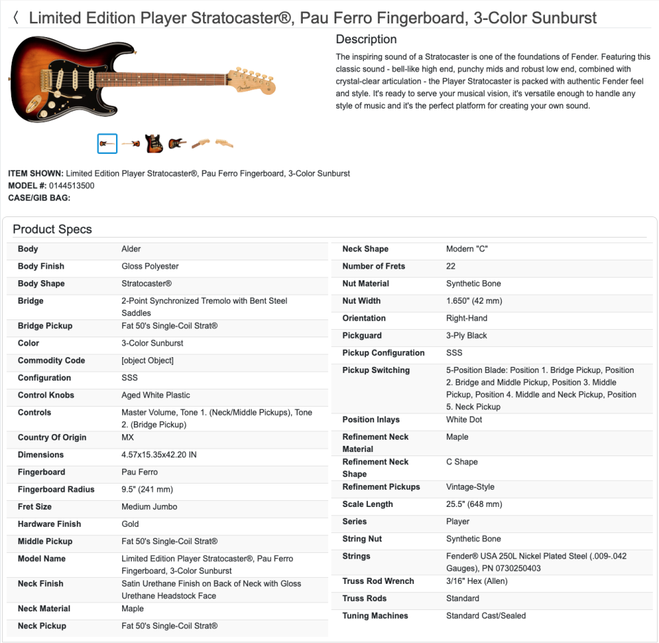 Fender Stratocaster Player Edición Limitada con FAT50