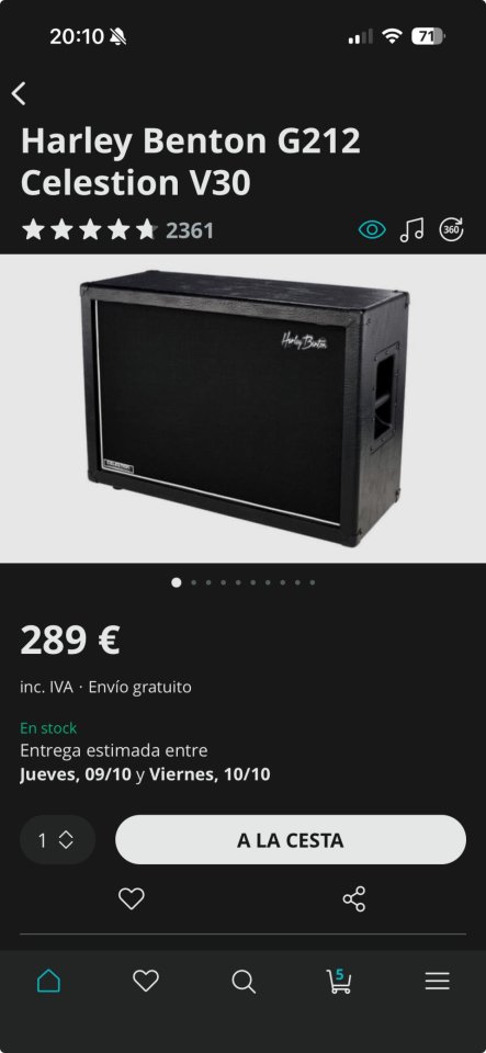 Pantalla 2x12 V30 Harley benton de segunda mano · Foto 7 de 7 · Málaga · 160 €