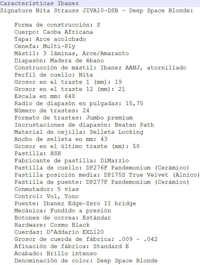 Ibanez Jiva 10 DSB - Signature Nita Strauss (NUEVA)