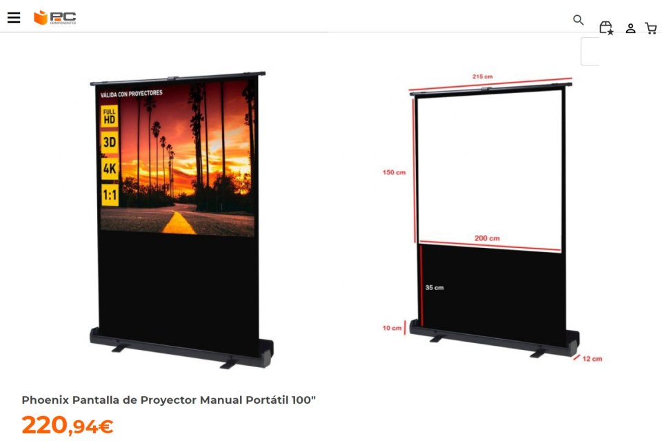 Pantalla proyección suelo tipo fuelle portatil 100 pulgadas Phoenix de segunda mano · Foto 1 de 8 · Lugo · 195 €