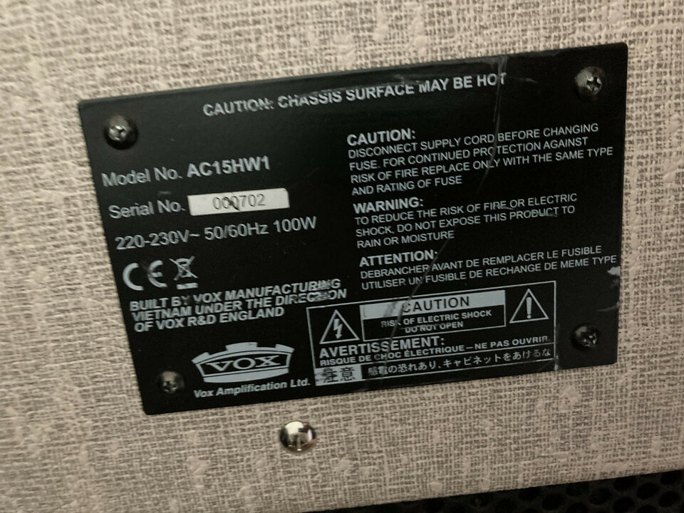VOX AC15HW1/ cambio