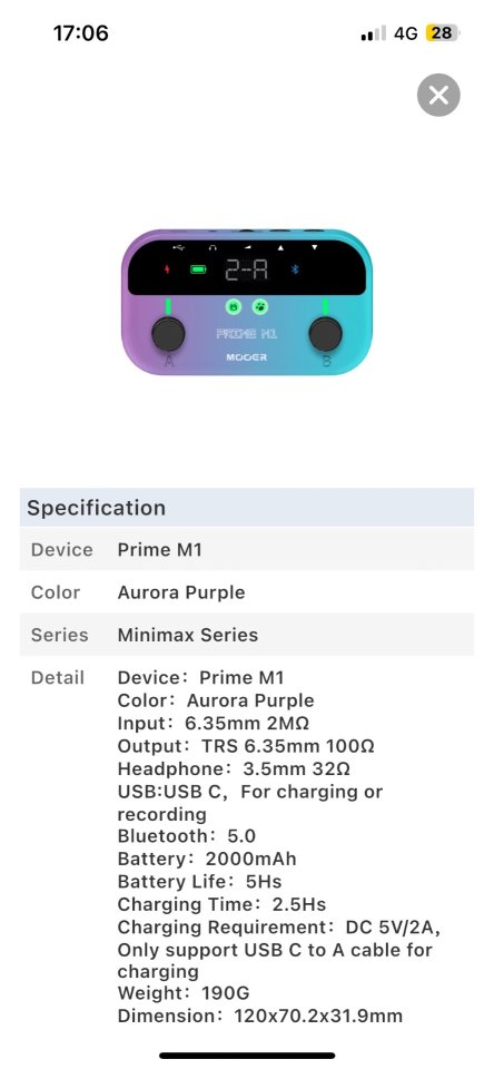 Mooer Prime M1 multiefectos de segunda mano · Foto 4 de 4 · A Coruña · 50 €