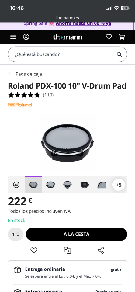 Roland TD-07DMK V-Drum Set + Pad PDX 100