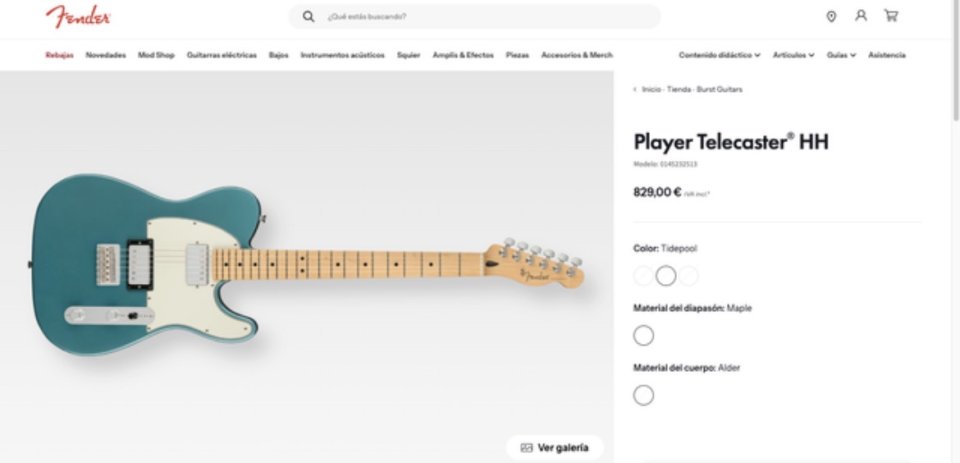 Fender Telecaster HH TIDEPOOL BLUE de segunda mano · Foto 3 de 3 · Madrid · 550 €