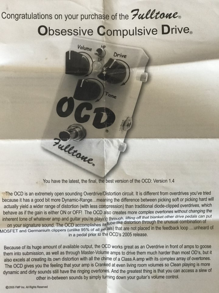 Fulltone OCD Versión 1.4 de 2016