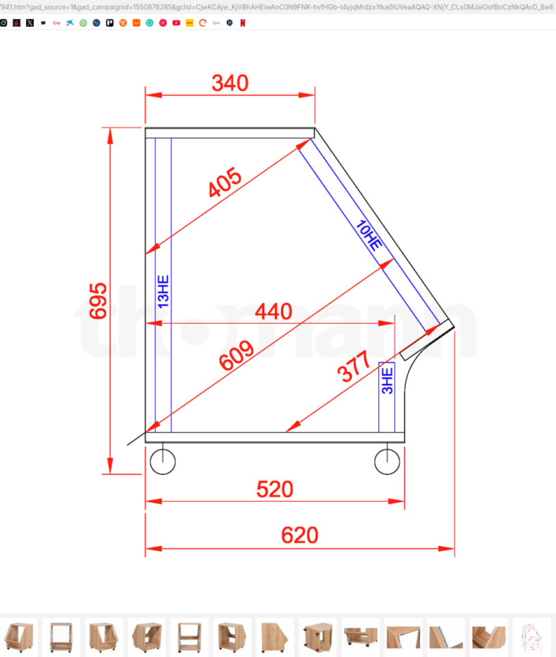 NUEVO Rack inclinado con ruedas 10U + 3U, madera, comprado Thomann de segunda mano · Foto 6 de 6 · Alicante · 280 €