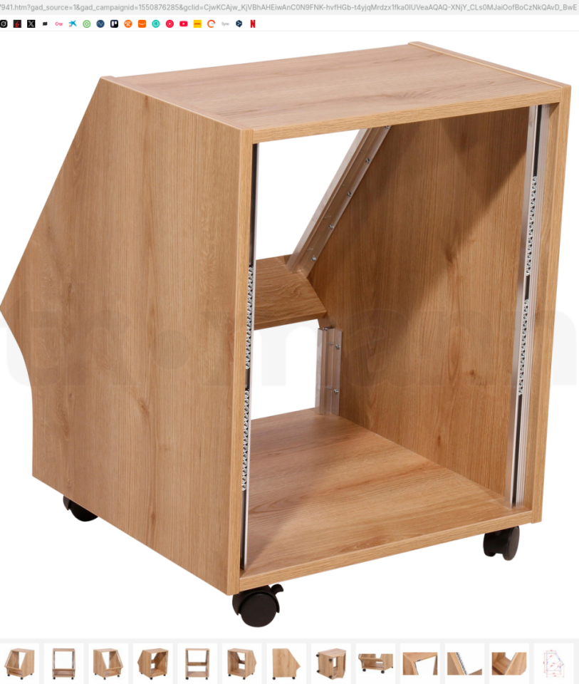 NUEVO Rack inclinado con ruedas 10U + 3U, madera, comprado Thomann de segunda mano · Foto 2 de 6 · Alicante · 280 €