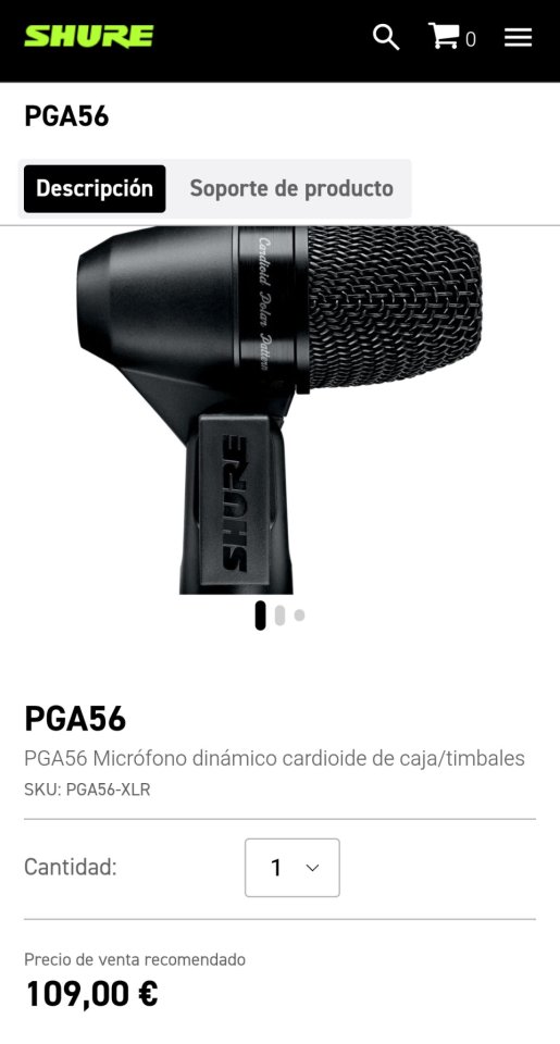 Shure PGA56 Micrófono caja timbales