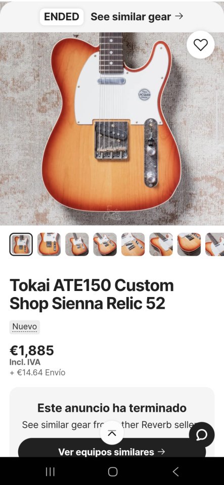 Tokai ATE150 Custom Shop Sienna Relic '52 ¡NITRO! PVP 1885 €