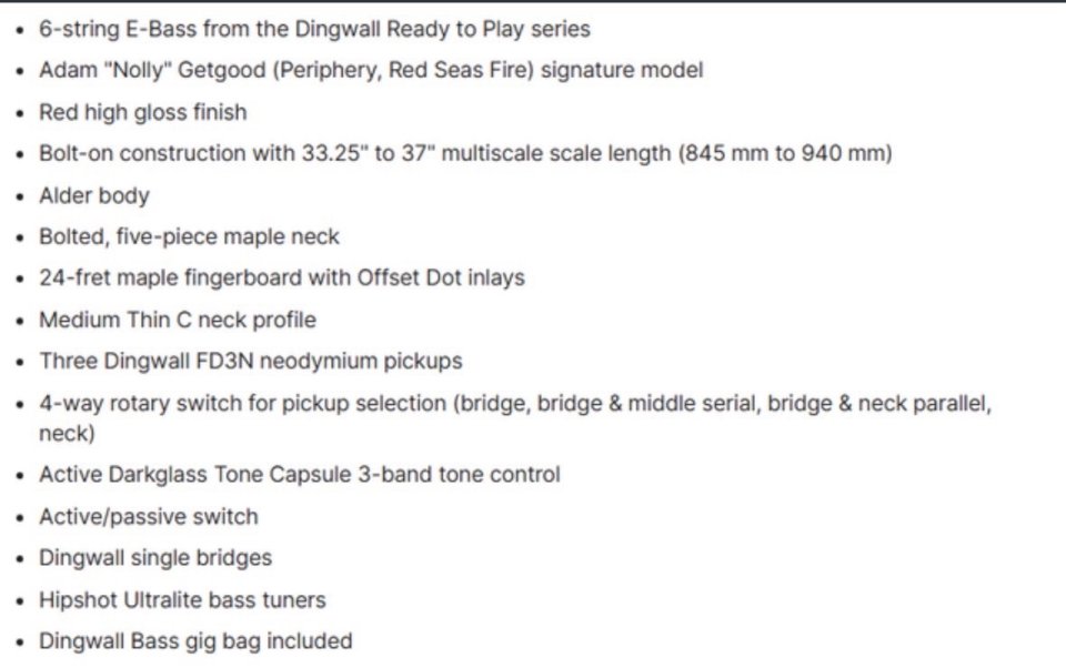 Bajo 6 cuerdas Dingwall NG3 Pegasus Red
