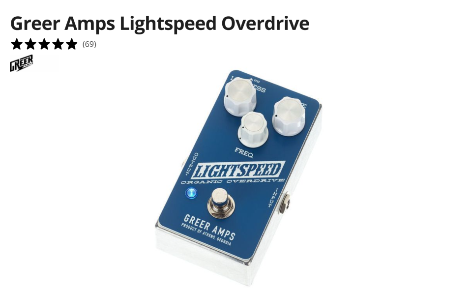 Greer Amps Lightspeed Overdrive