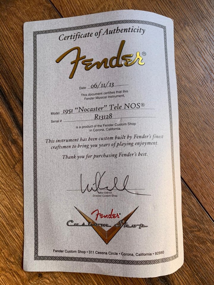 Vendo Fender Custom Shop 1951 reissue NOCASTER