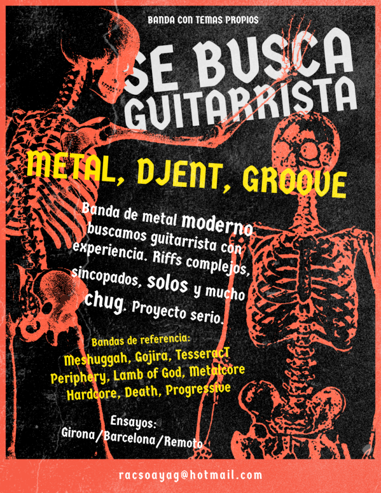 Se busca guitarrista solista Metal con experiencia de segunda mano · Barcelona