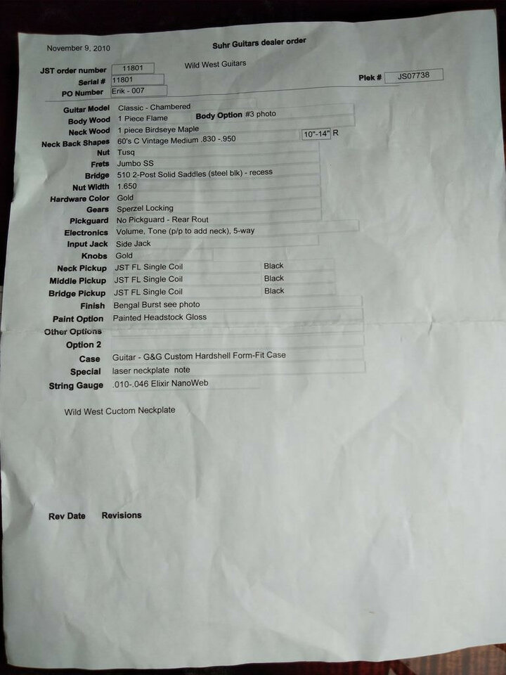 Suhr classic custom chambered