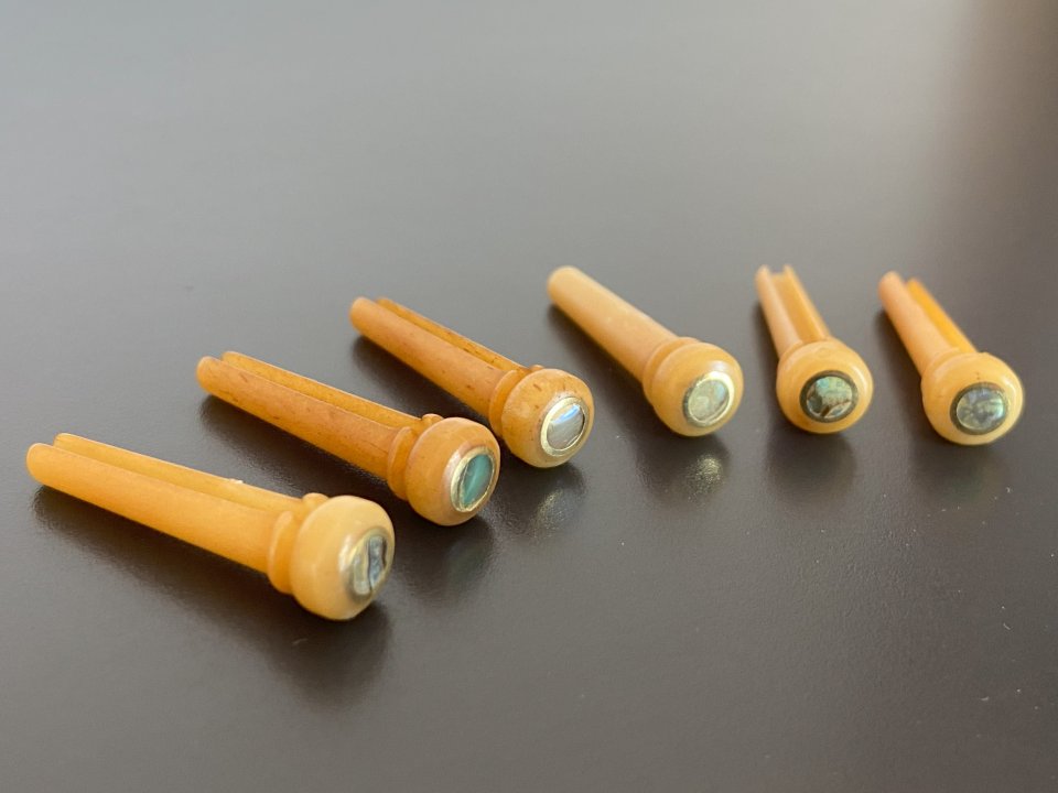 6 Clavijas De Puente De Hueso Camello Guitarra Folk