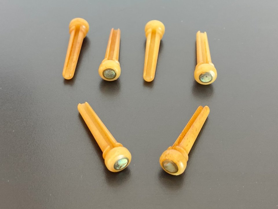 6 Clavijas De Puente De Hueso Camello Guitarra Folk