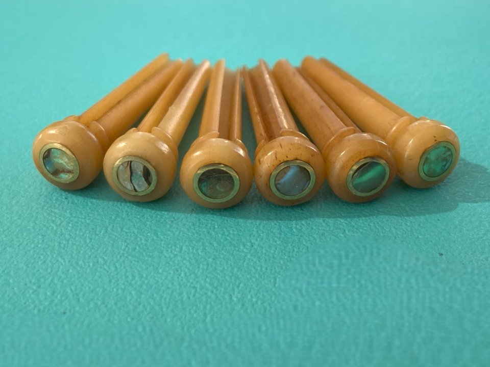 6 Clavijas De Puente De Hueso Camello Guitarra Folk