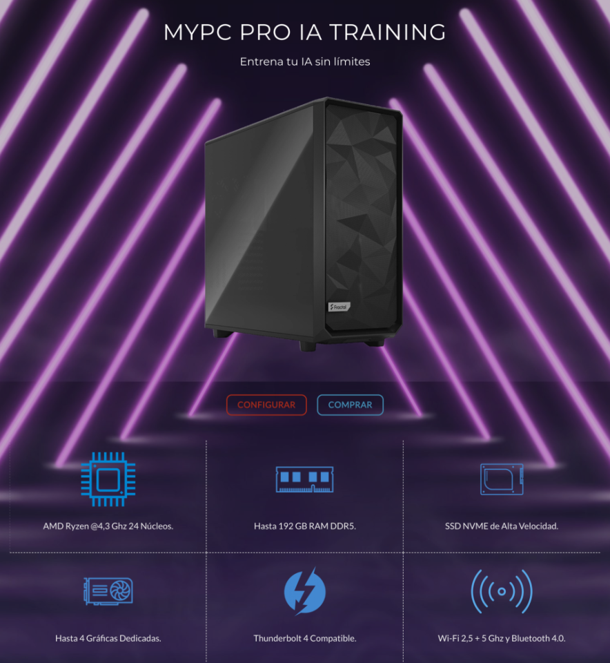 MyPc Pro IA Training | Estación para IA, vídeo y múltiples GPUs | MyPc Pro