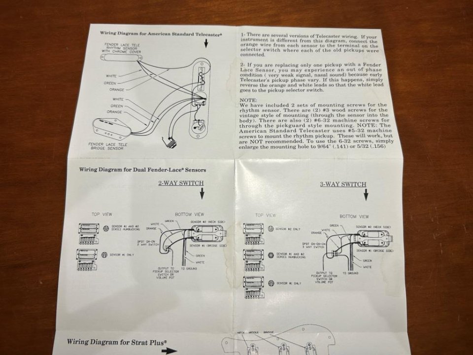 Manual-Folleto pastillas Fender Lace Sensor 1992 de segunda mano · Foto 5 de 5 · Barcelona · 10 €
