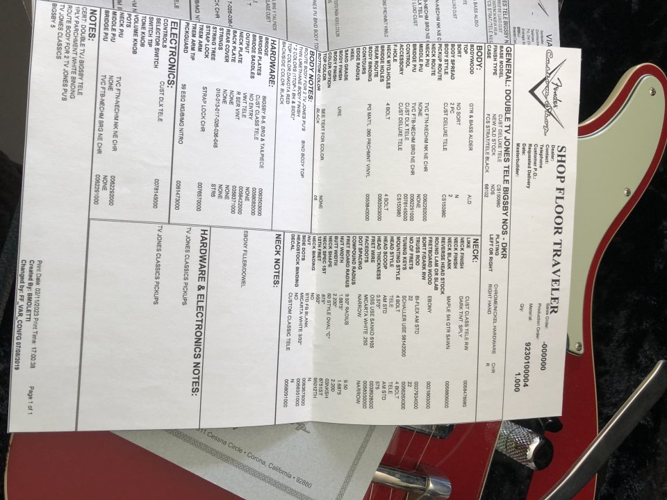 APARTADA  .Fender TV Jones Nos Telecaster Custom Shop