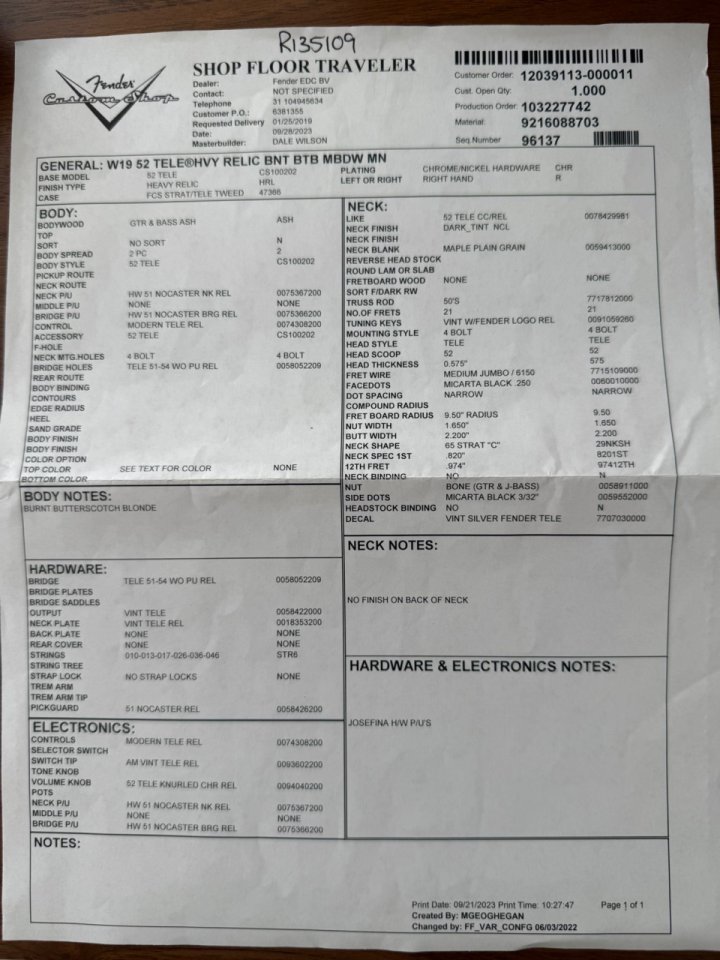 Fender Custom Shop Masterbuilt Dale Wilson ‘52 Telecaster Heavy Relic 2023 de segunda mano · Foto 10 de 10 · Bizkaia · 10000 €