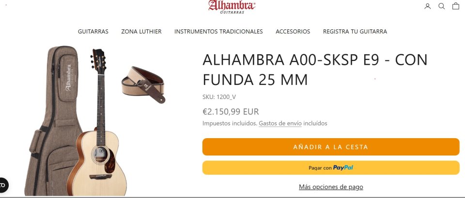 Guitarra Acústica Alhambra A00-SkSp E9 de segunda mano · Foto 10 de 10 · SC Tenerife · 1550 €