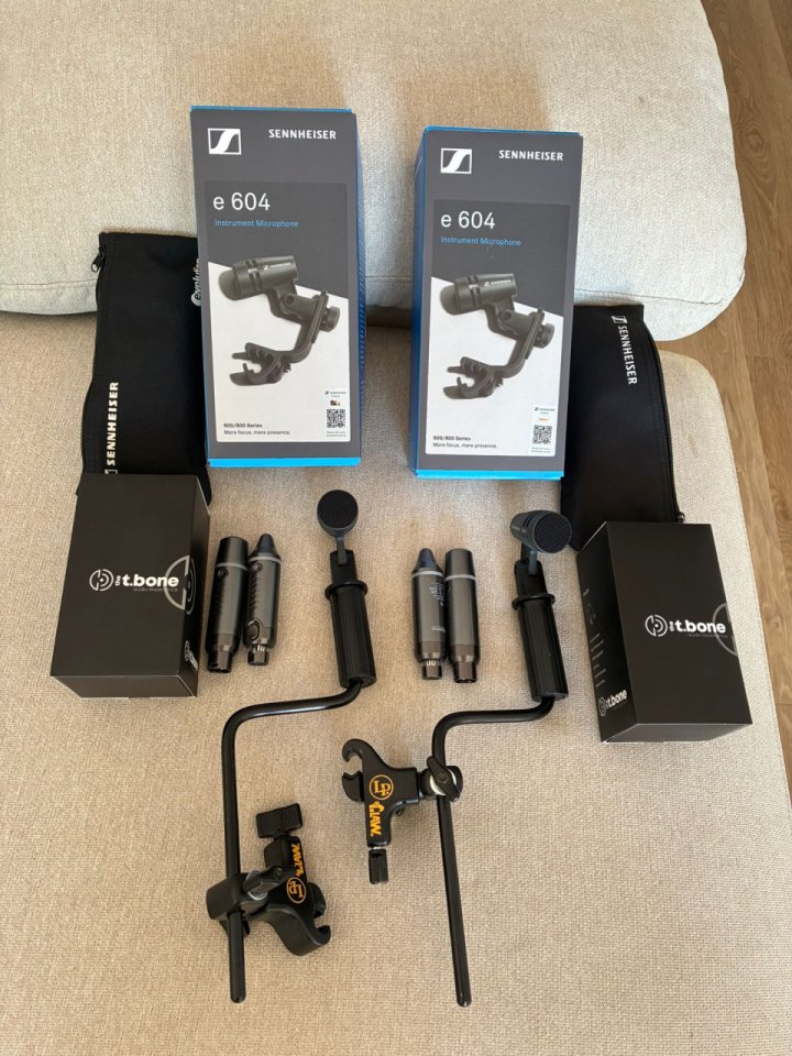 Sennheiser E604 + the t.bone free2b + LP 592A-X Mic Claw with Z-Rod