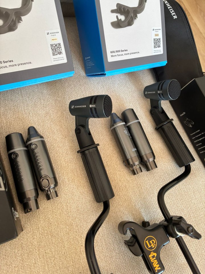 Sennheiser E604 + the t.bone free2b + LP 592A-X Mic Claw with Z-Rod