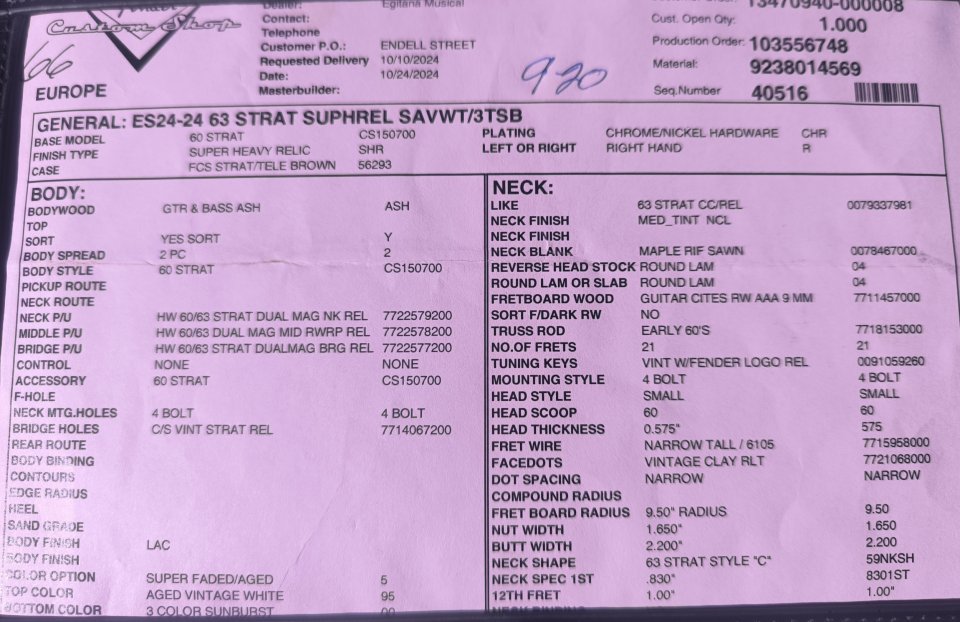 ¡MEGAOFERTÓN 24H! Fender custom 1963 Super heavy relic ¡NUEVA!