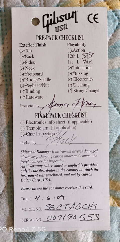 SG de edicion limitada, tapa AAA  Nº de Serie 007190553 es la 038 de 300