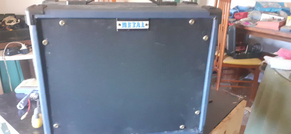 Pantalla artesanal 2x8 tolex azul tela negra