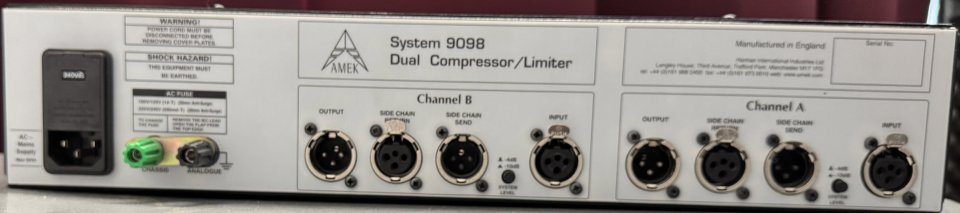 AMEK 9098 Dual Compressor – Rupert Neve original – Muy poco uso de segunda mano · Foto 4 de 10 · Barcelona · 2450 €