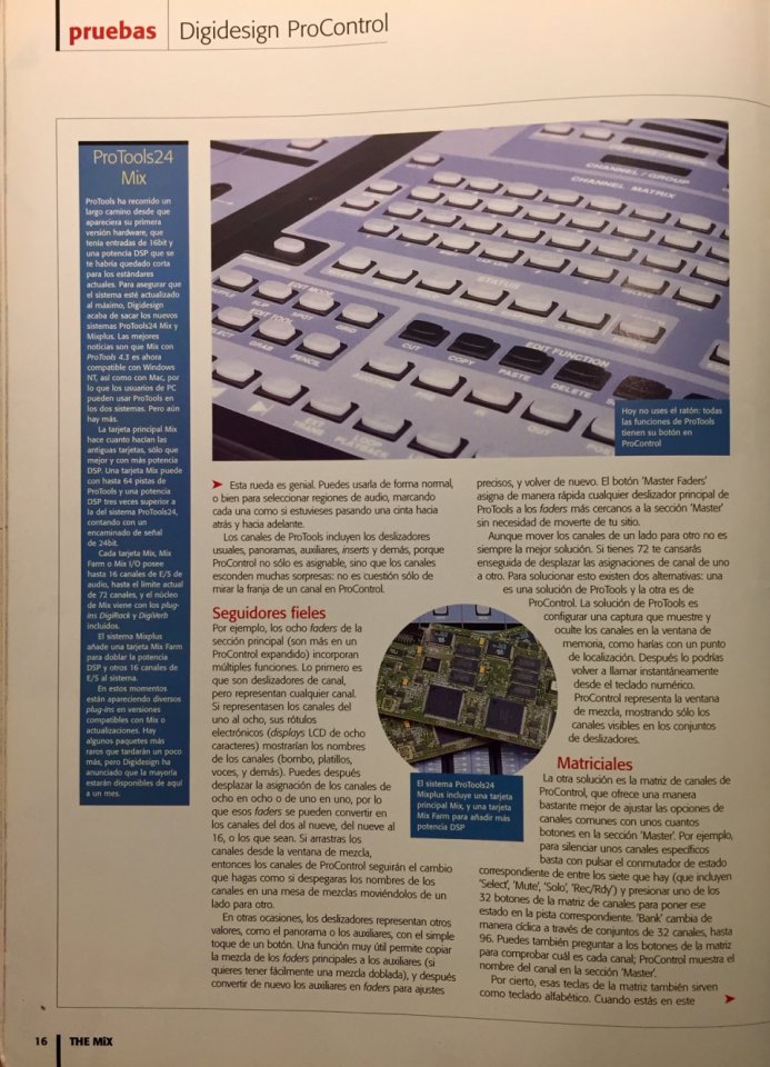 Controladora Digidesign Procontrol y sistema de grabación Protools oferta de cuesta de enero 1900€