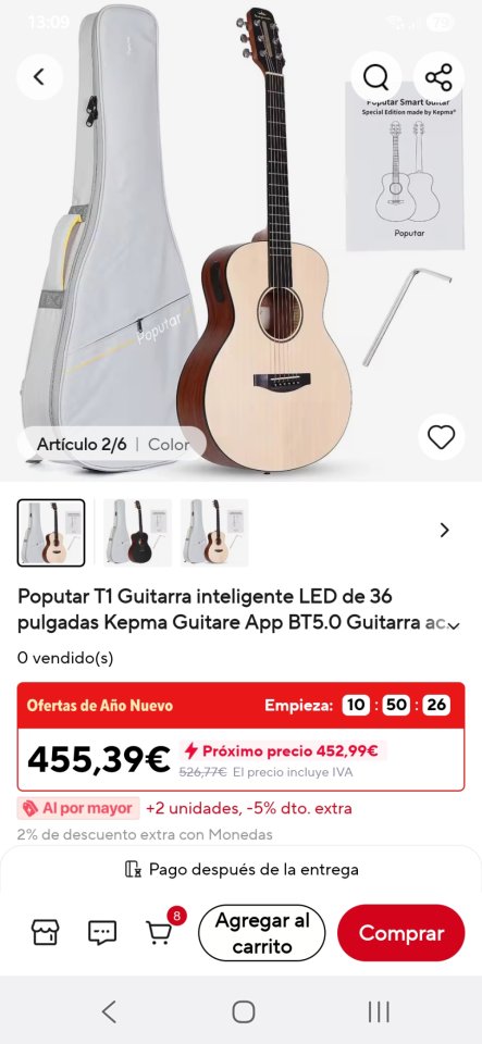 Guitarra Acústica inteligente Poputar