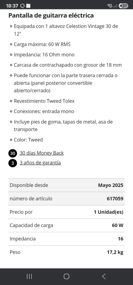 Pantalla Peavey 112-C cab tw