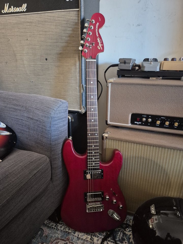 Squier Satin Trans Fat Strat HH