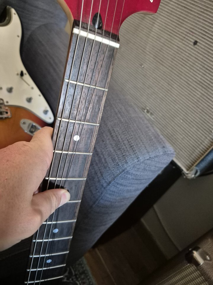 Squier Satin Trans Fat Strat HH