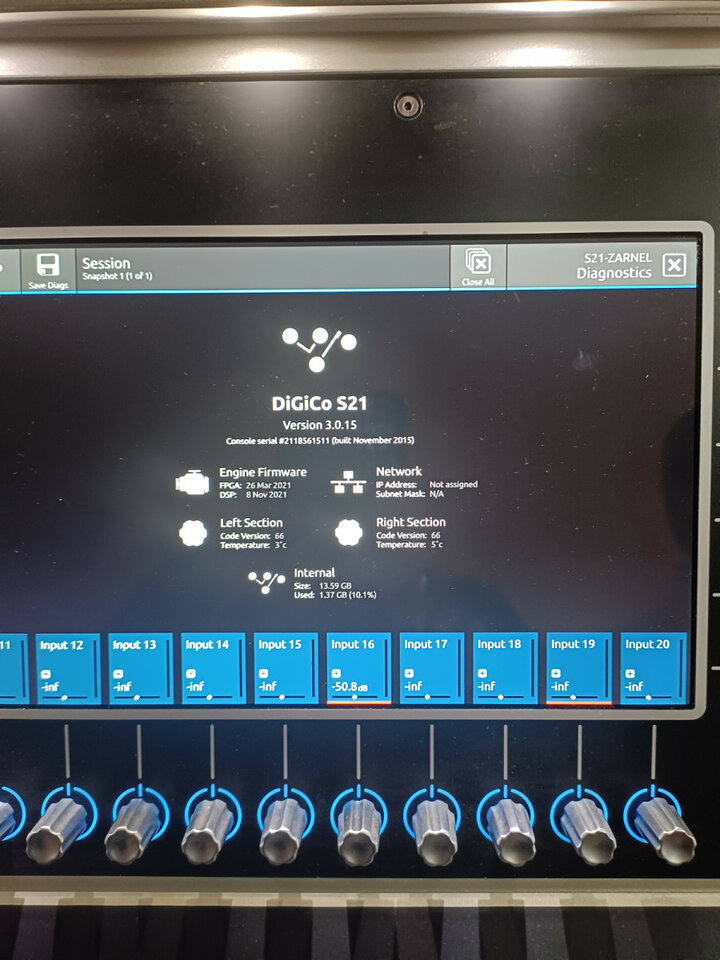Digico S21 con tarjetas DMI MADI RJ45; DMI-DAC