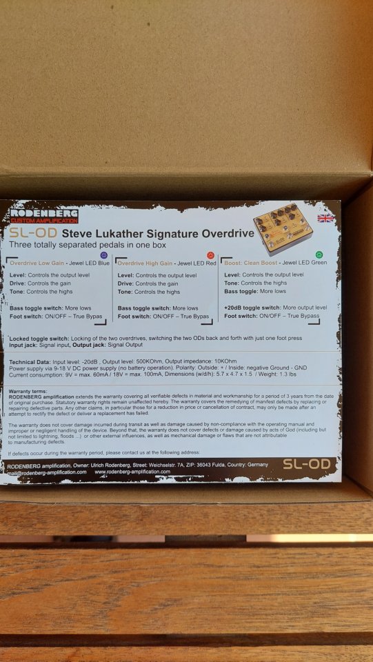 Rodenberg SL - OD Steve Lukather Overdrive (2 x Overdrive + Boost) de segunda mano · Foto 5 de 5 · Barcelona · 180 €