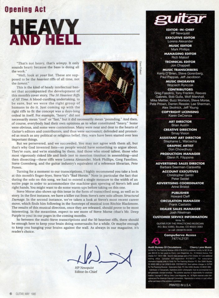Revista Guitar – 50 Heaviest Riffs of All Time – Mayo de 1995 de segunda mano · Foto 6 de 8 · Salamanca