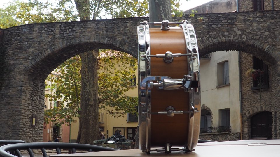 Caixa/Tabal de fusta de cirerer amb blocs."Ceret" de 13" x 5".