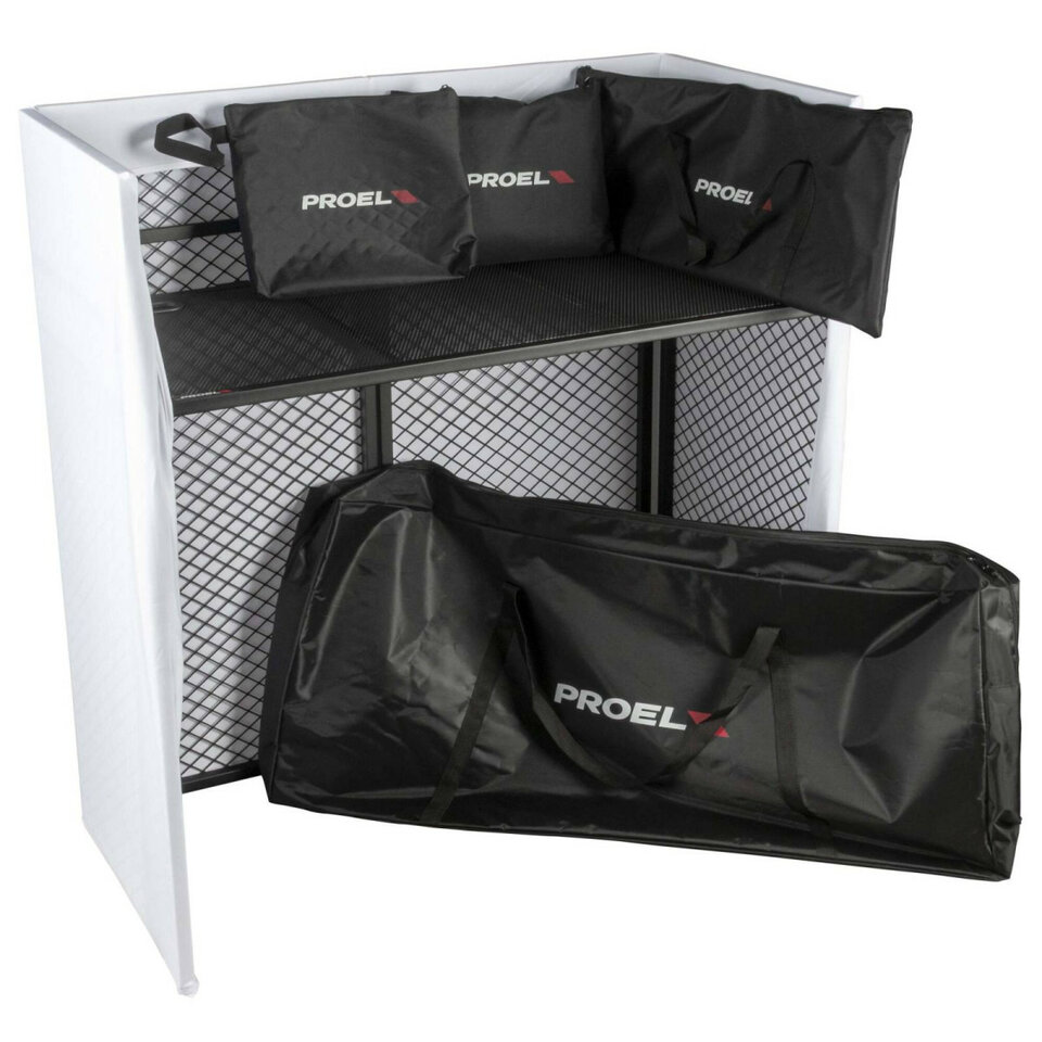 Mesa DJ transportable metalica con accesorios