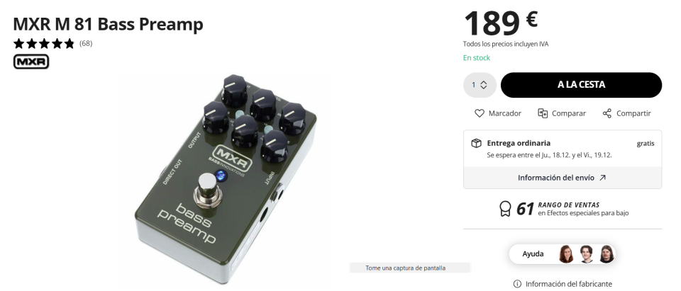 MXR M81 Bass Preamp NUEVO