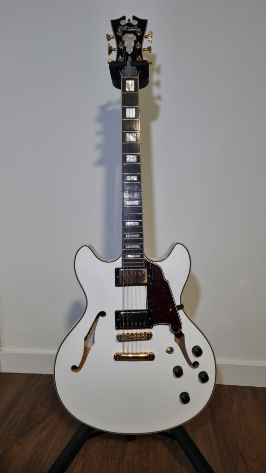 D’Angelico Excel DC Blanca: Elegancia pura y tono de lujo