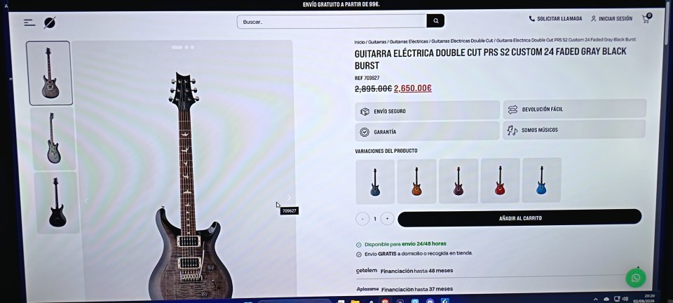 PRS S2 Custom 24 Faded Gray Black Burst de segunda mano · Foto 8 de 8 · Barcelona · 1600 €