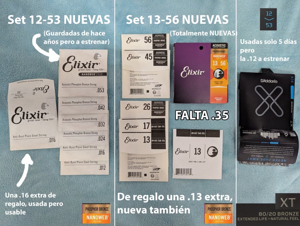Pack Cuerdas Acústica Elixir y D'Addario de segunda mano · Foto 1 de 3 · Alicante · 15 €