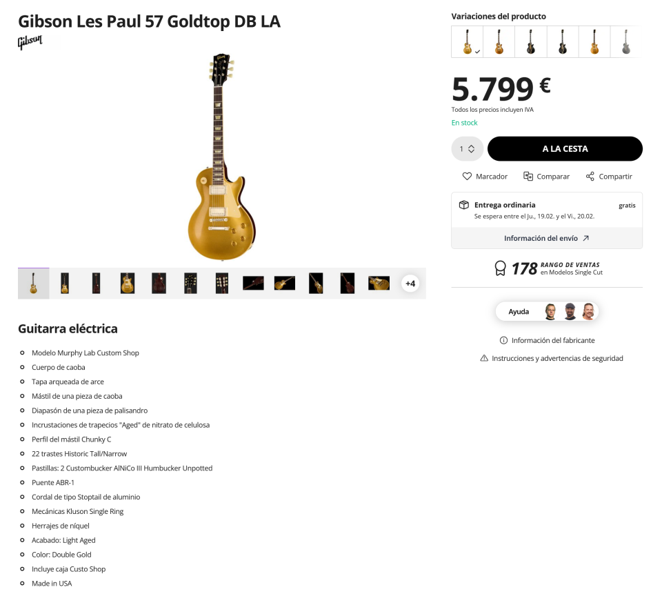 Gibson Les Paul 57 (R7) Goldtop Dark Back Murphy Lab (Light Aged) 3,9Kg!