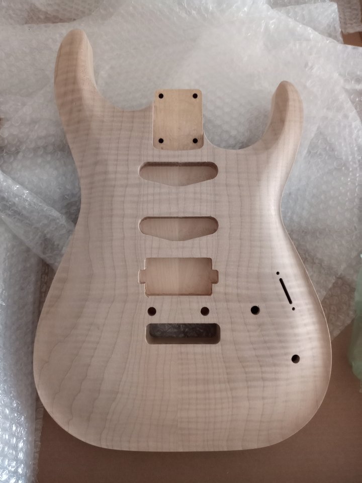 Super Strat custom body with flame maple top
