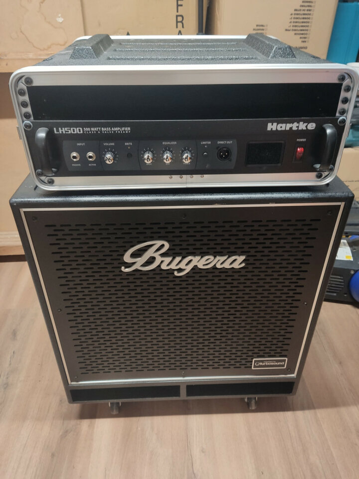 Amplificador Hartke LH-500 500w (con hardcase) y cajón Bugera BN 115 2000w